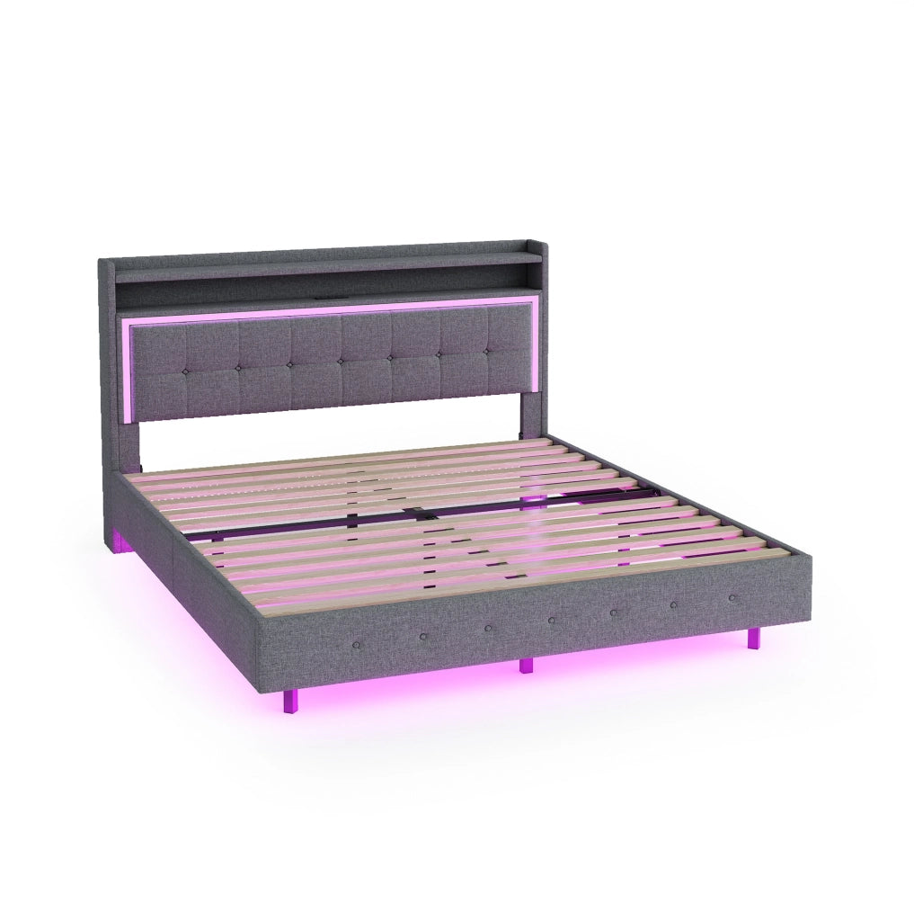 Letto imbottito 140x200 con USB, LED e struttura resistente