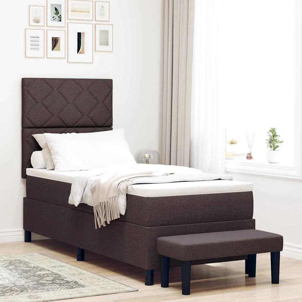 Letto a molle con materasso Marrone Scuro 80 x 200 cm Tessuto