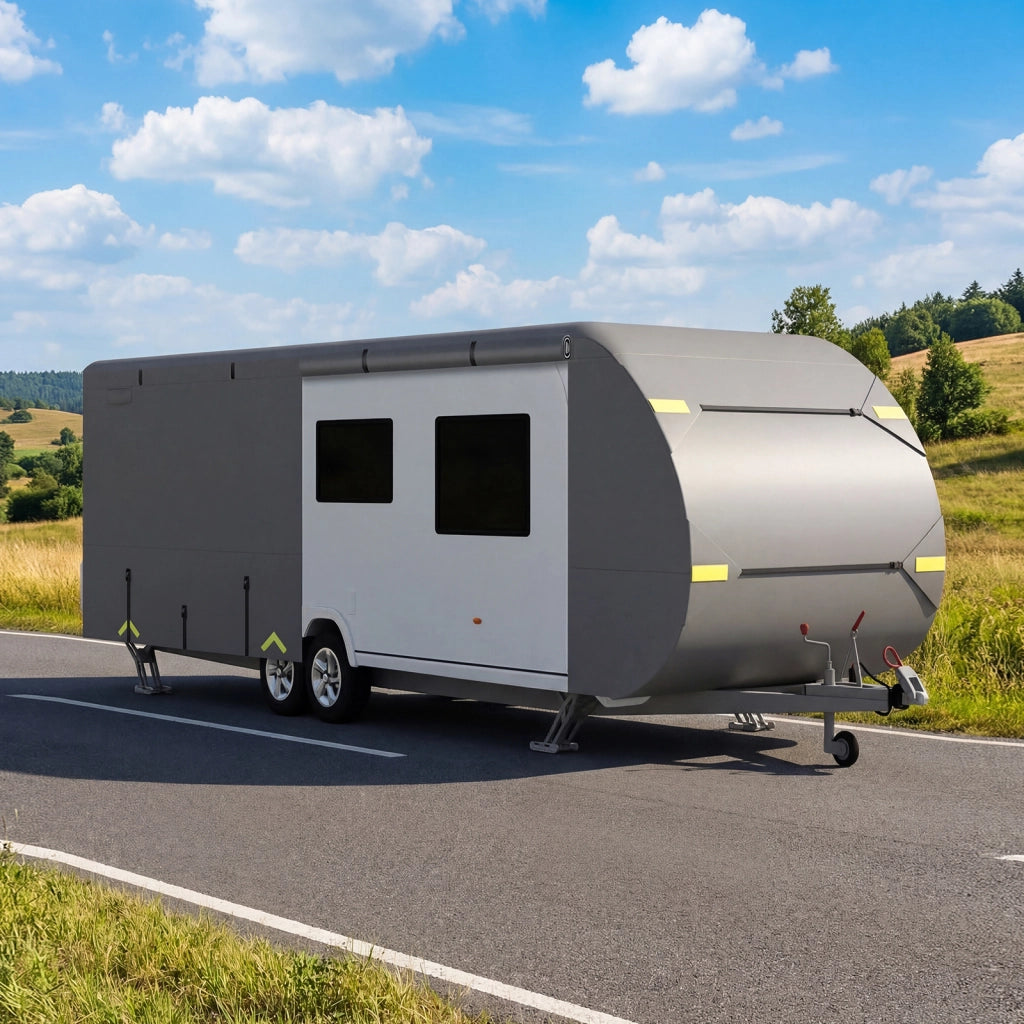 Telo copri roulotte 524 x 260 x 250 cm con toppe di riparazione, Copertura per camper impermeabile e antivento Girgio
