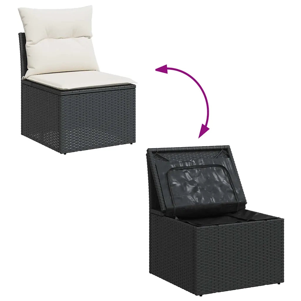 Set Divano da Giardino 6 pz con Cuscini Nero in Polyrattan 3255944