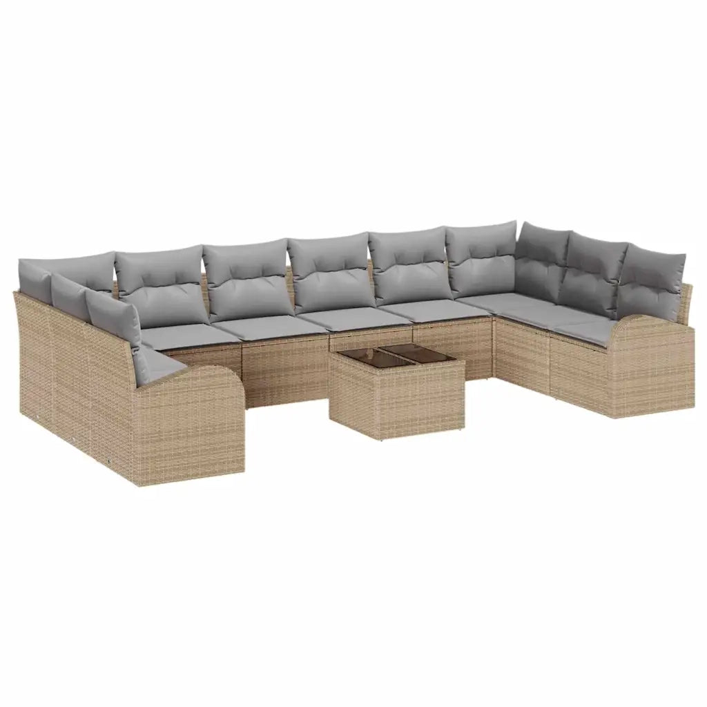 Set di divani con cuscino 11 pcs Beige Polyrattan 3346230