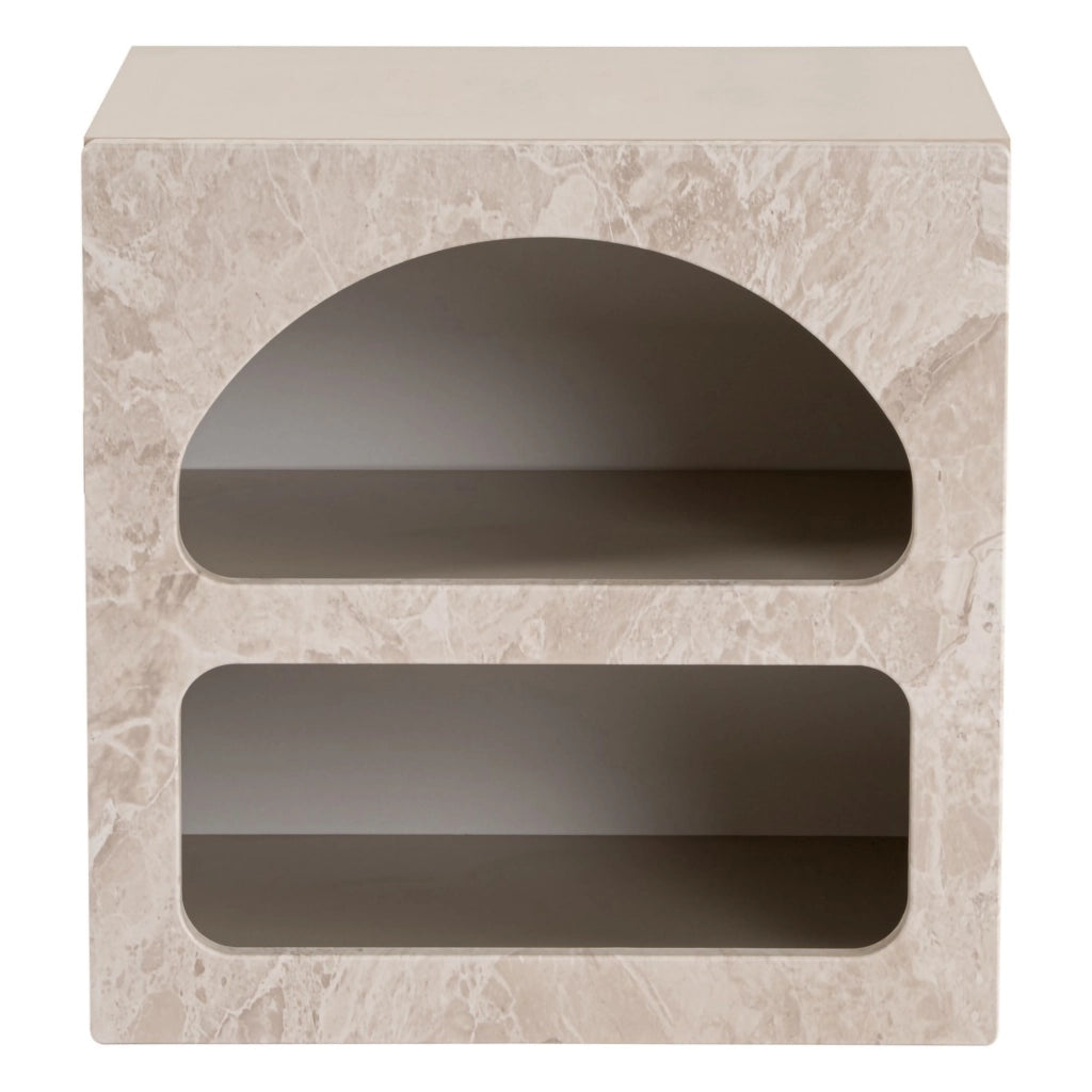 Nara, Comodino 3 Ripiani, 50x40x50h cm Bianco Marmo