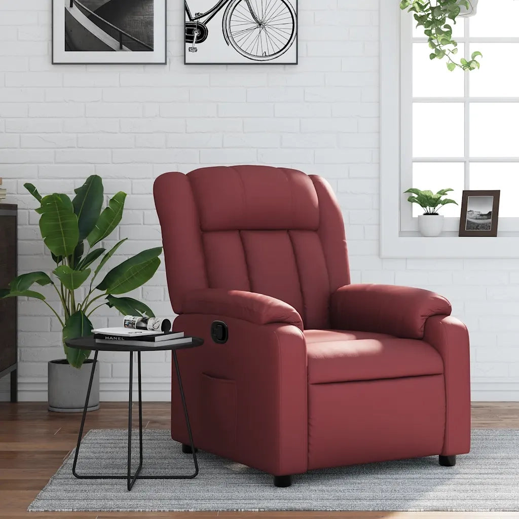 Poltrona Reclinabile Rosso Vino in Similpelle 373564