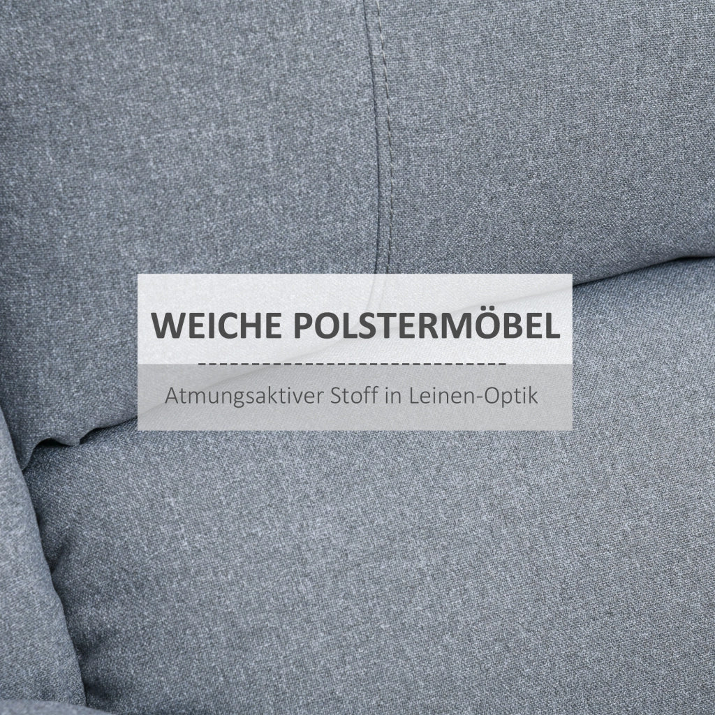 Poltrona reclinabile manuale in poliestere grigio chiaro con poggiapiedi 87 × 96 × 98 cm