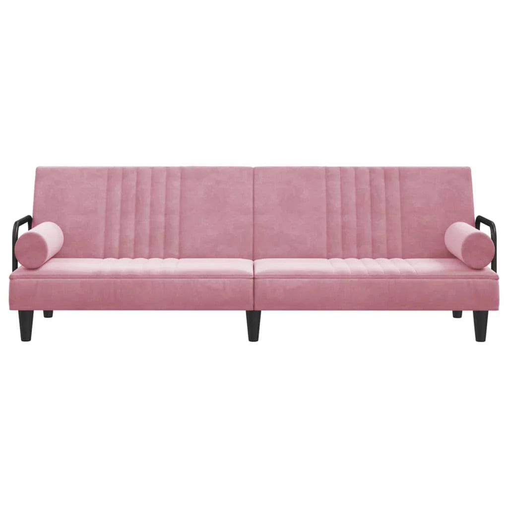 Divano letto con braccioli 205 x 89 x 70 cm velluto rosa 02_0021011