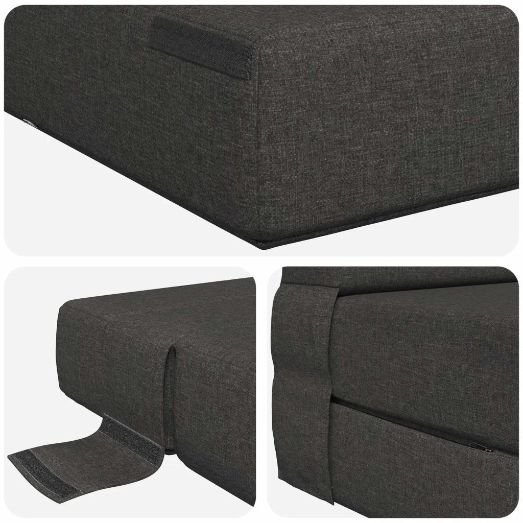 Divano Letto Pieghevole Grigio Scuro 70 x 80 x 60 cm Tessuto 900086