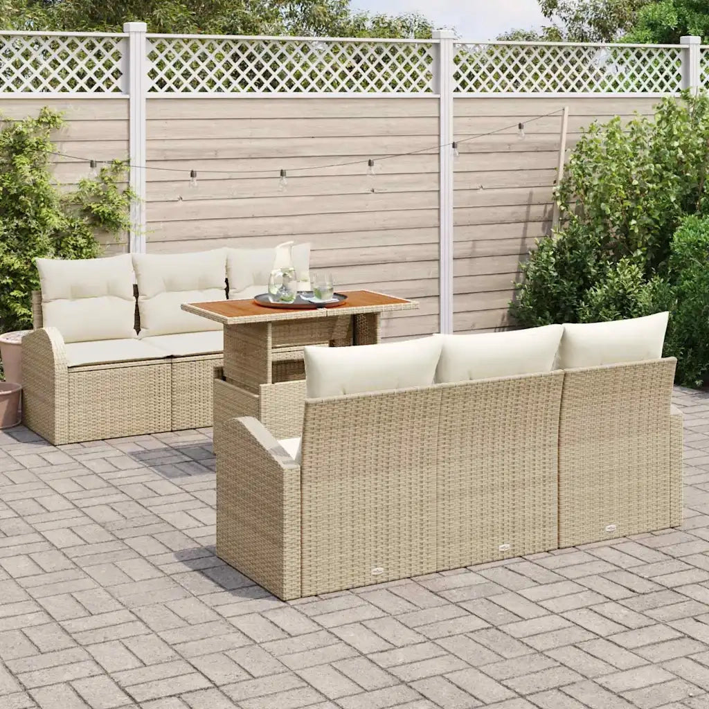 Set Divano da Giardino con cuscino 7 pcs beige e panna 3349532