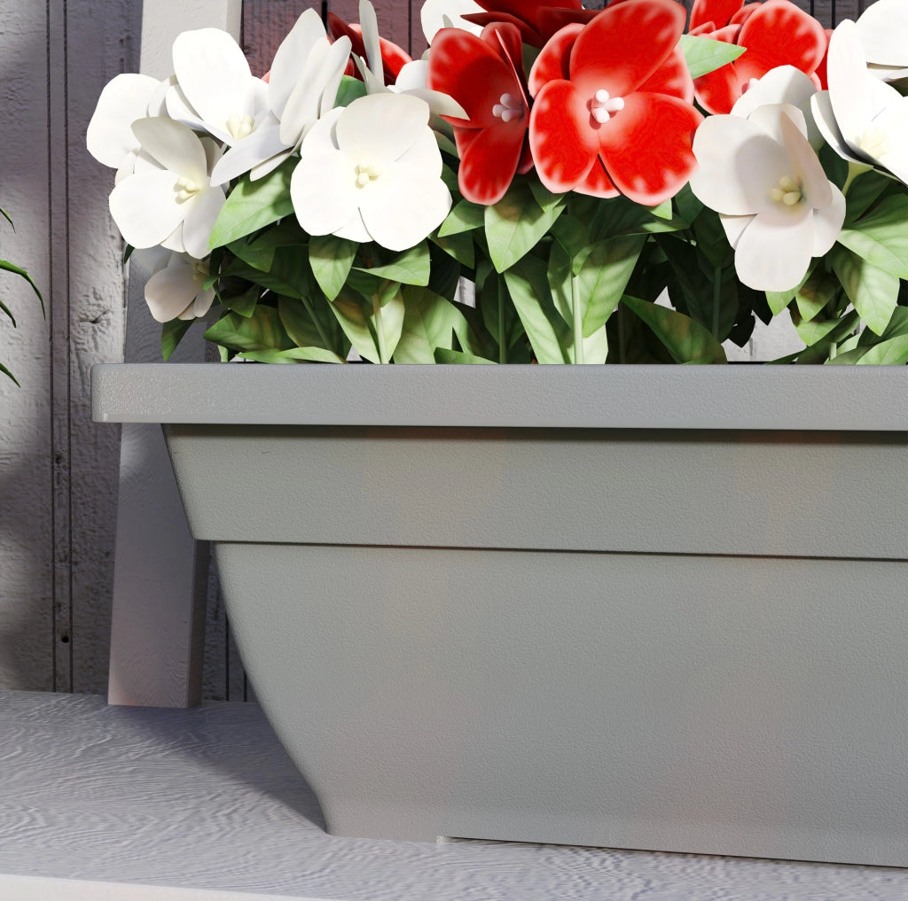 Set di 5 vasi da esterno impilabili in plastica grigio
