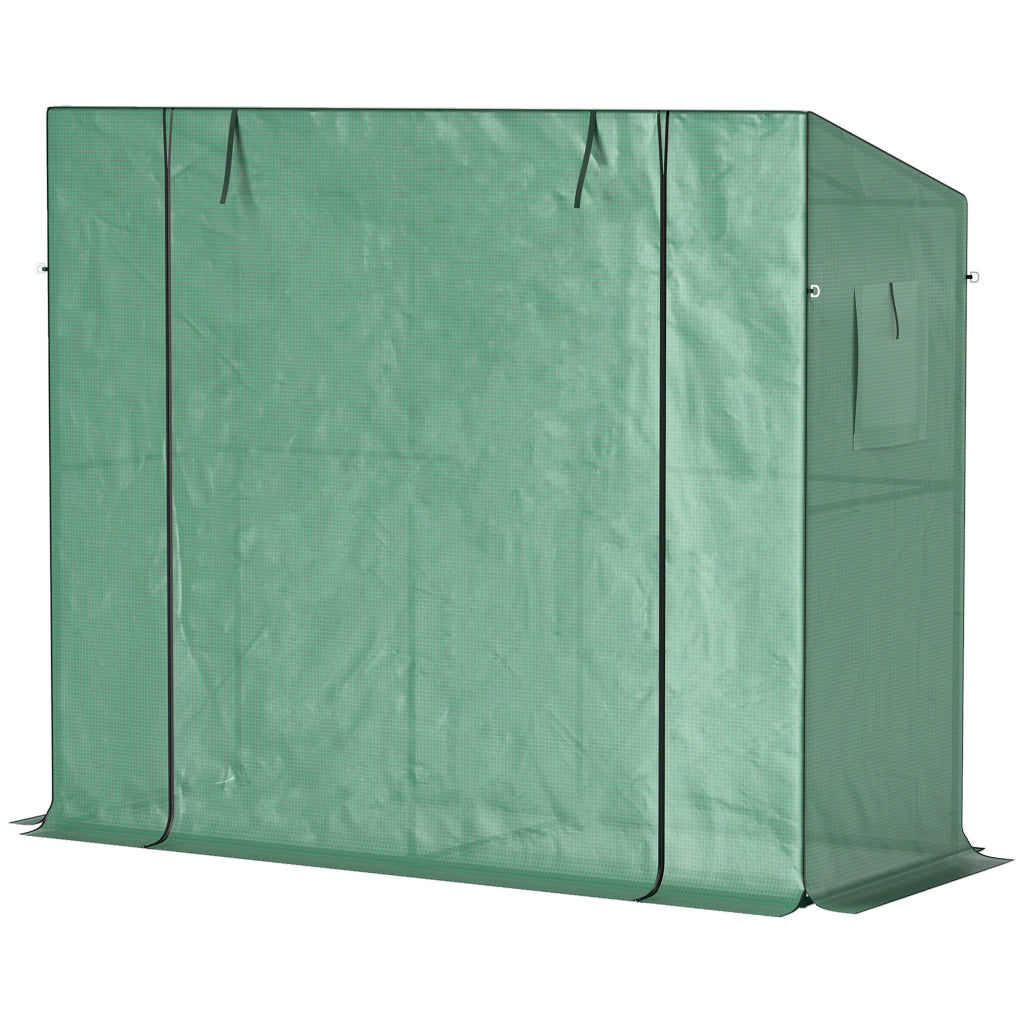 Serra da giardino annessa con porta a rulli e finestre a rete ¨C zephmum ¨C verde
