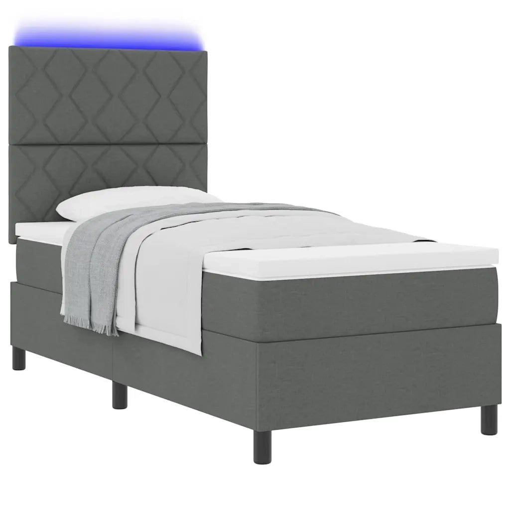Letto a molle con materasso Grigio scuro 100 x 200 cm Tessuto