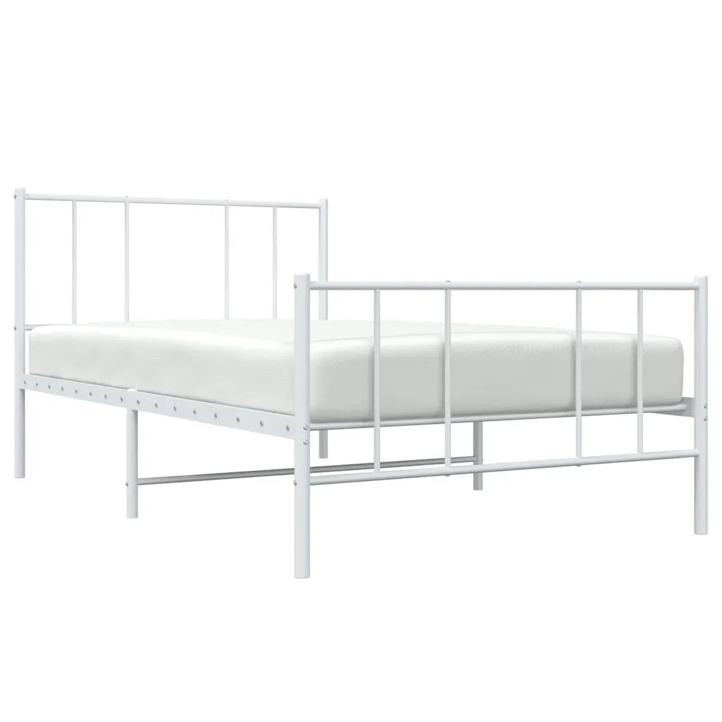 Giroletto con Testiera e Pediera Metallo Bianco 90x190 cm 352539