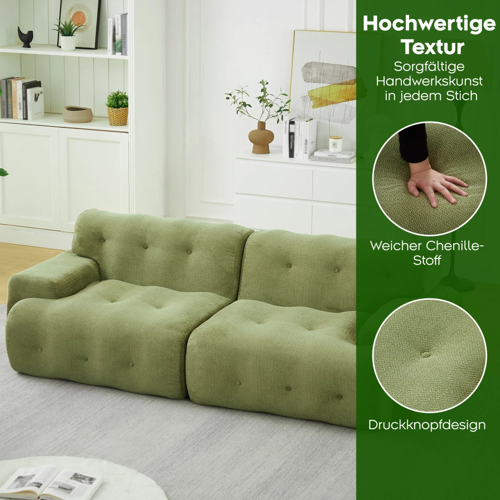 Divano 2 Posti Cloud con Braccioli Larghi e Bottoni ¨C MINIMAL ¨C Verde