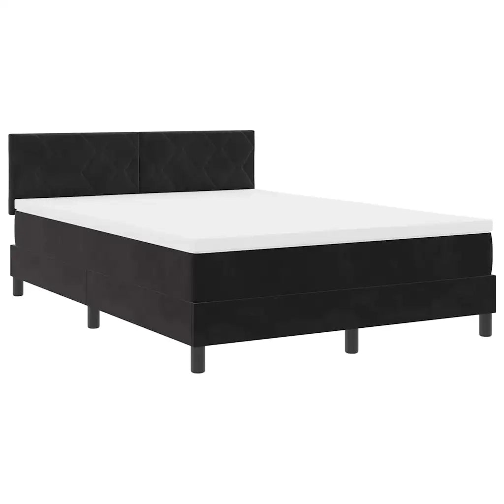 Letto a Sorgente LED con materasso Nero 140 x 190 cm Velluto