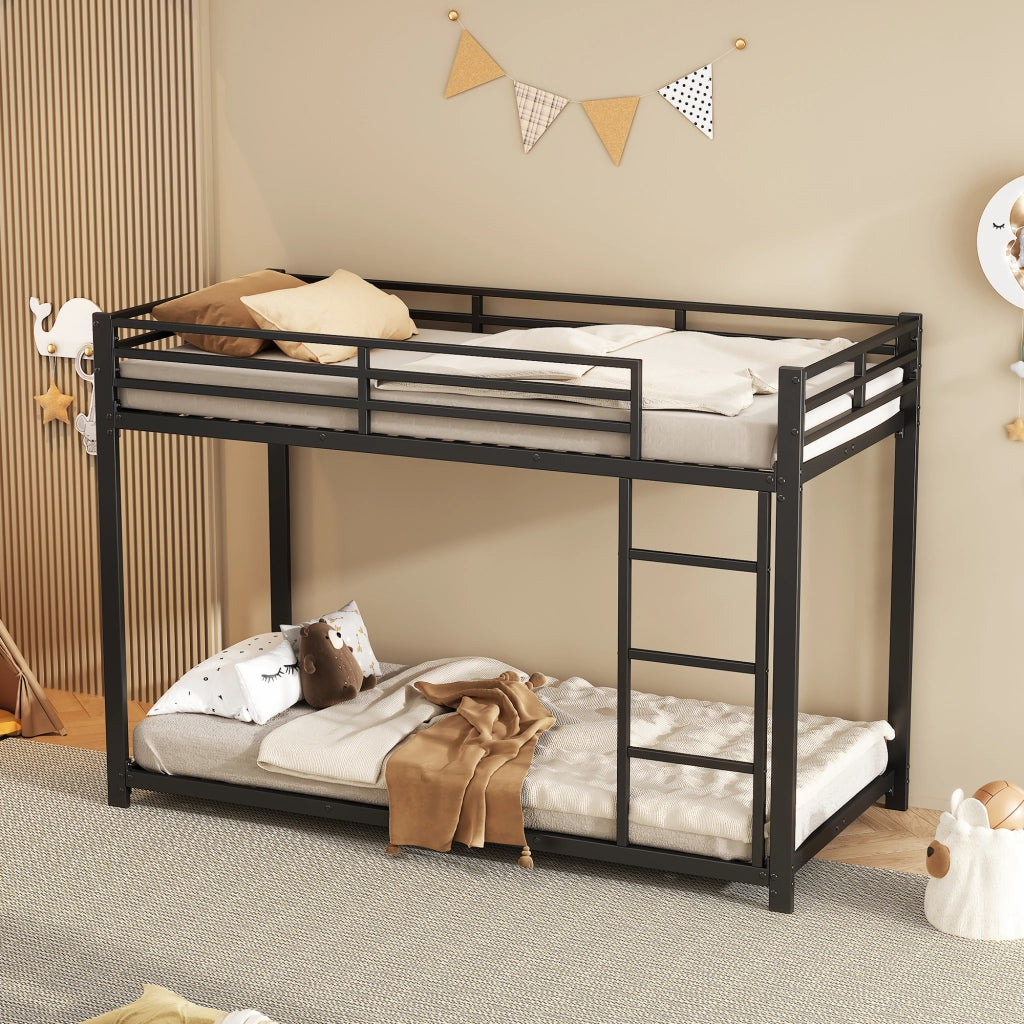 LETTO A CASTELLO 90x200 cm in metallo nero, struttura quadrata