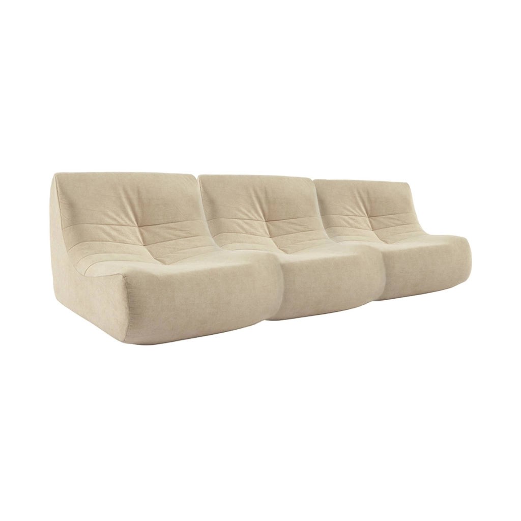 Divano modulare in velluto, 3 posti, beige