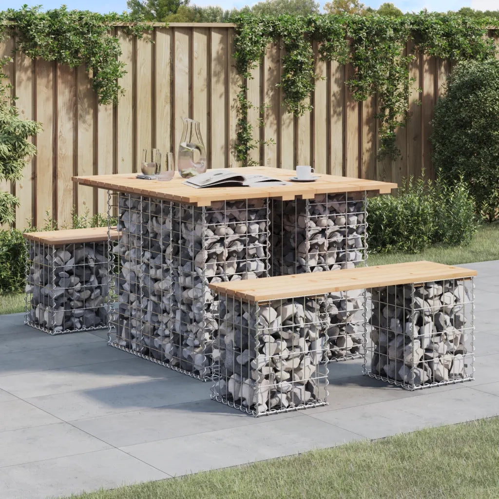 Tavolo da Giardino | Tavolino da esterno in gabbione design 100x102x72 cm in legno massello di pino