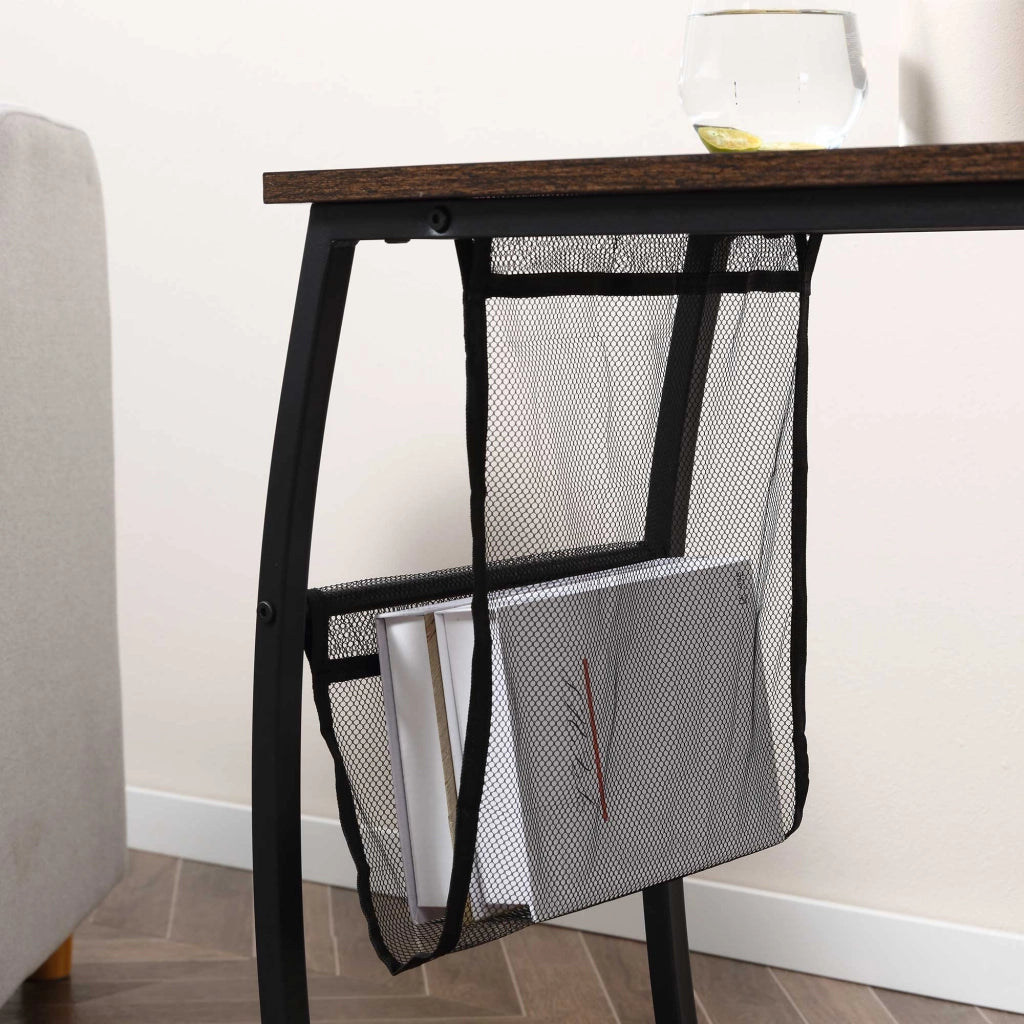 Tavolino da salotto con ripiano e tasche ¨C Minimal ¨C Marrone 53x35x64,5 cm