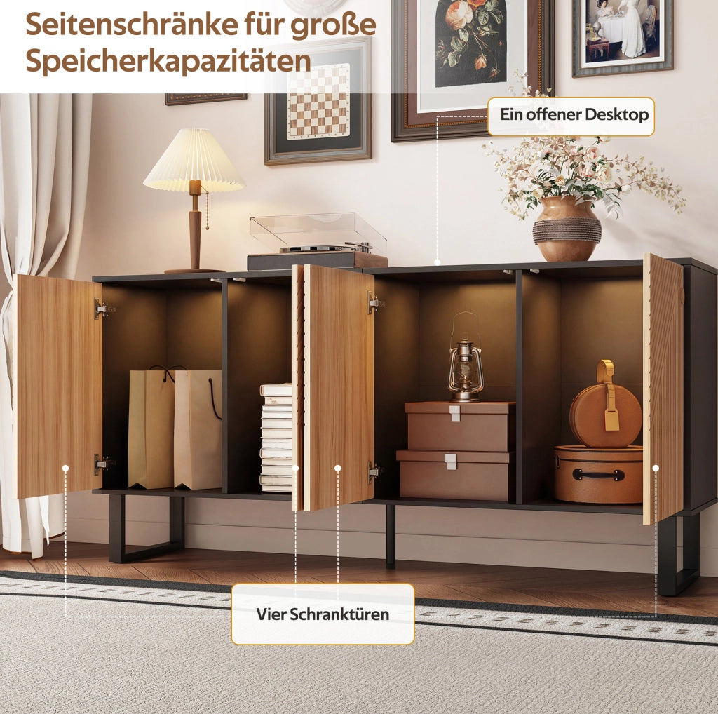Sideboard moderno con design a contrasto nero e legno