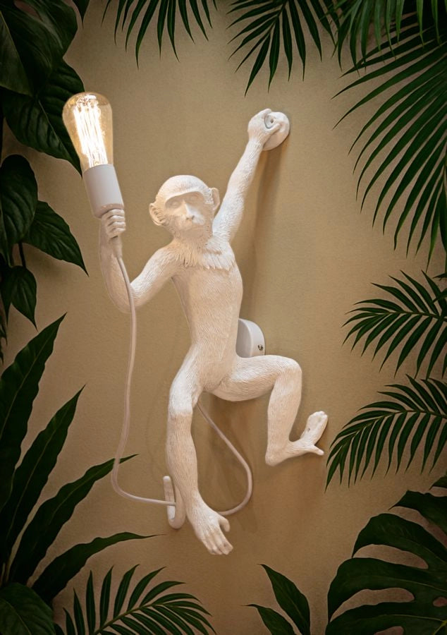 Lampada da Muro Monkey Bianca 32x32x64 cm in Resina Bianco