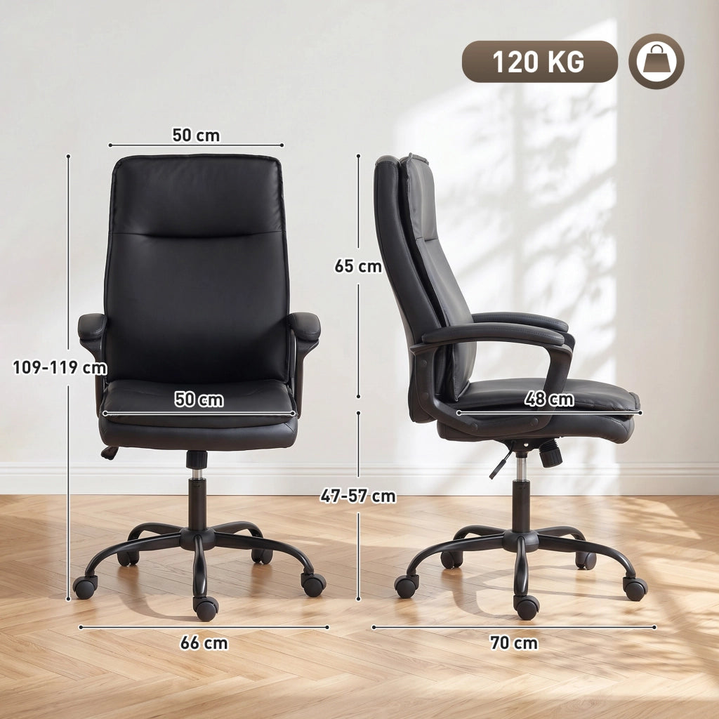 Sedia da ufficio ergonomica ¨C Minimal ¨C nero, PU, altezza regolabile