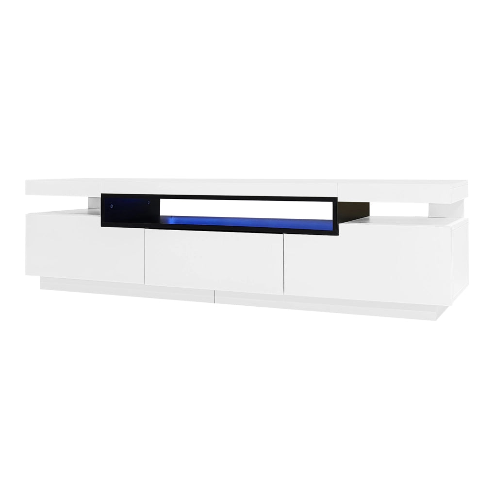 Mobile TV bianco 160x39x42 cm con LED 16 colori e 3 cassetti
