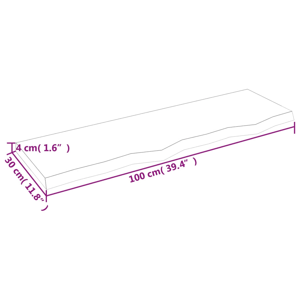 Ripiano a Parete 100x30x(2-4) cm Massello Rovere Non Trattato 363561