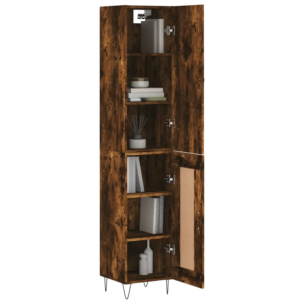 Credenza-Buffet-Armadio da cucina Rovere Fumo 34,5x34x180 cm in Legno Multistrato 128874