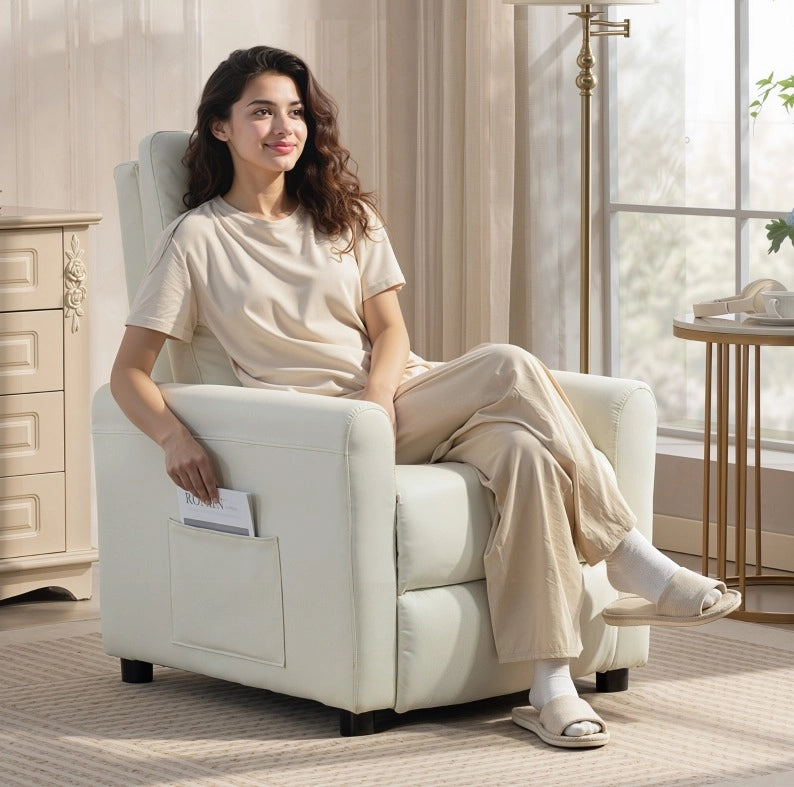 Poltrona Relax inclinabile a 145° con molle a sacco, struttura in acciaio e legno, 73x86x100 cm, colore grigio