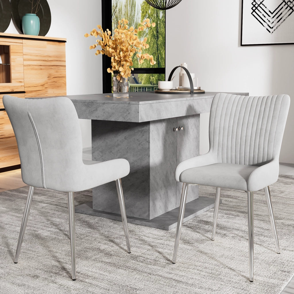SEDIA DA SALA DA PRANZO in velluto grigio Set da 4 pezzi