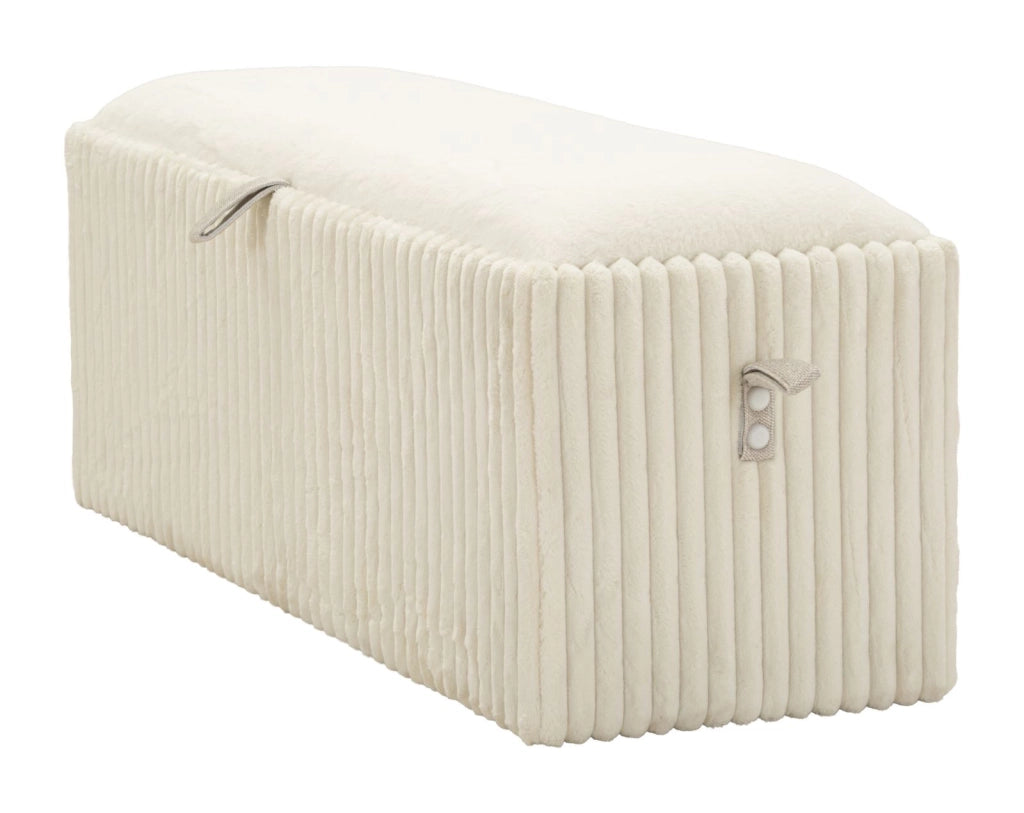 Panca con Contenitore Goteborg 113x41x44 cm in MDF e Spugna e Poliestere Bianco
