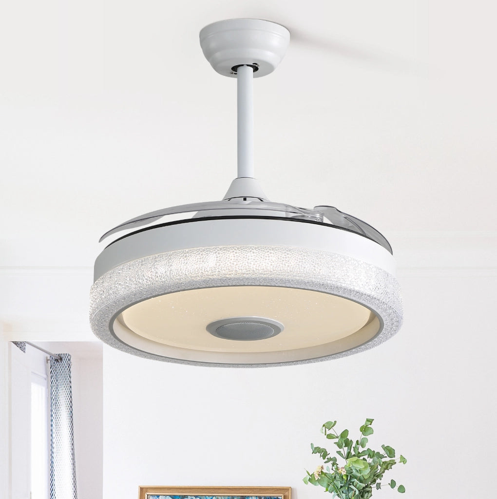 Ventilatore da soffitto invisibile 42" con 3 pale ABS, motore DC reversibile, luce LED 32W e telecomando