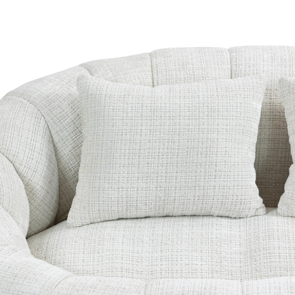 Pouf divano 2 posti in chenille beige 150x95x63 cm