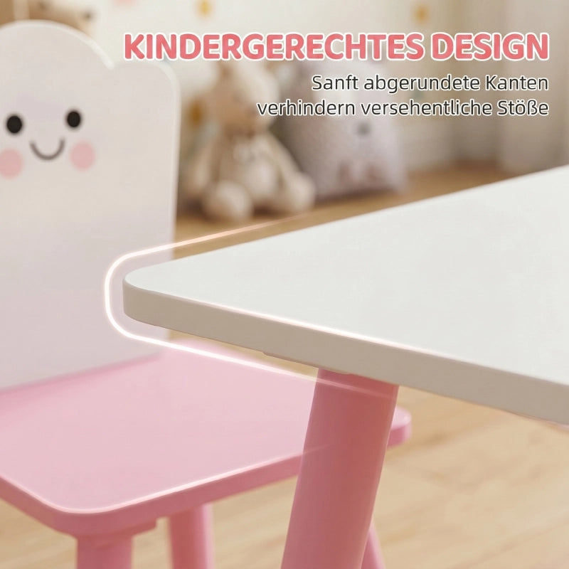 Set Tavolo e 2 Sedie per Bambini ¨C Minimal ¨C Rosa e Bianco