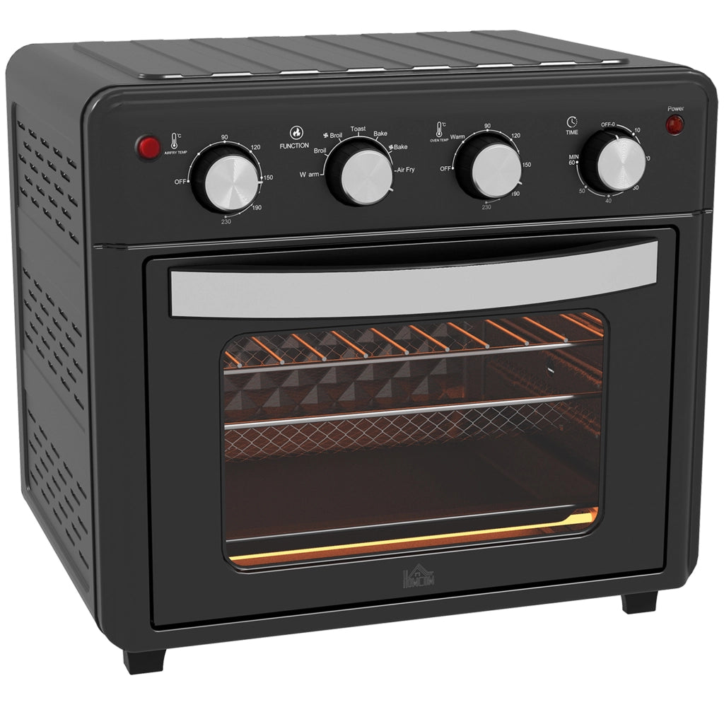 Mini forno a convezione, 90¡ãC-230¡ãC, 30L, mini forno con teglia, griglia, vassoio raccoglibriciole, friggitrice ad aria con 7 modalit¨¤, cestello