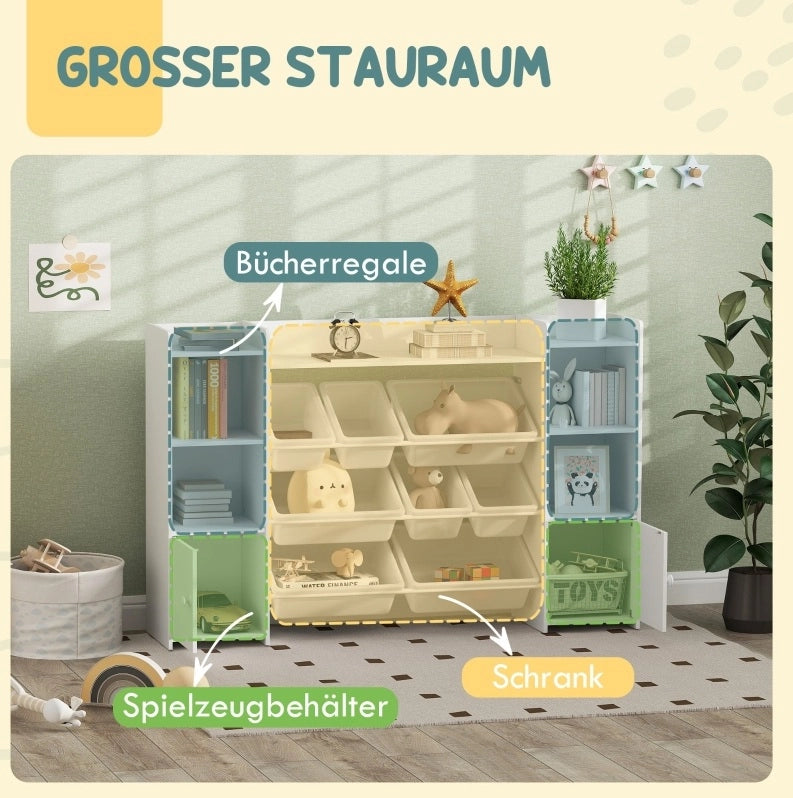 Libreria Montessori per bambini con 8 box removibili bianca