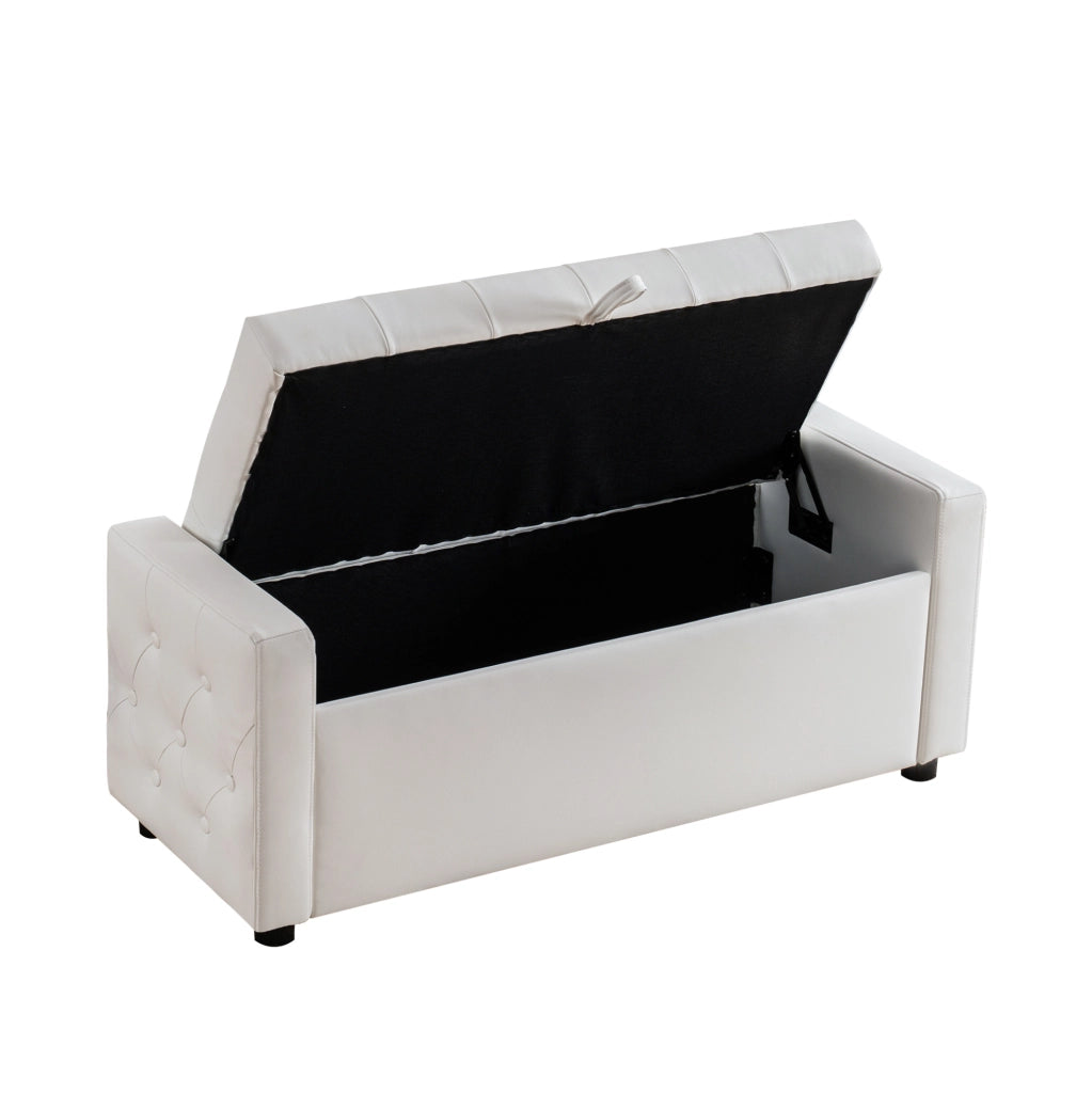 Panca Contenitore Rettangolare in Ecopelle con Rivestimento Capitonné, 122x45x47 cm, per Camera e Ingresso