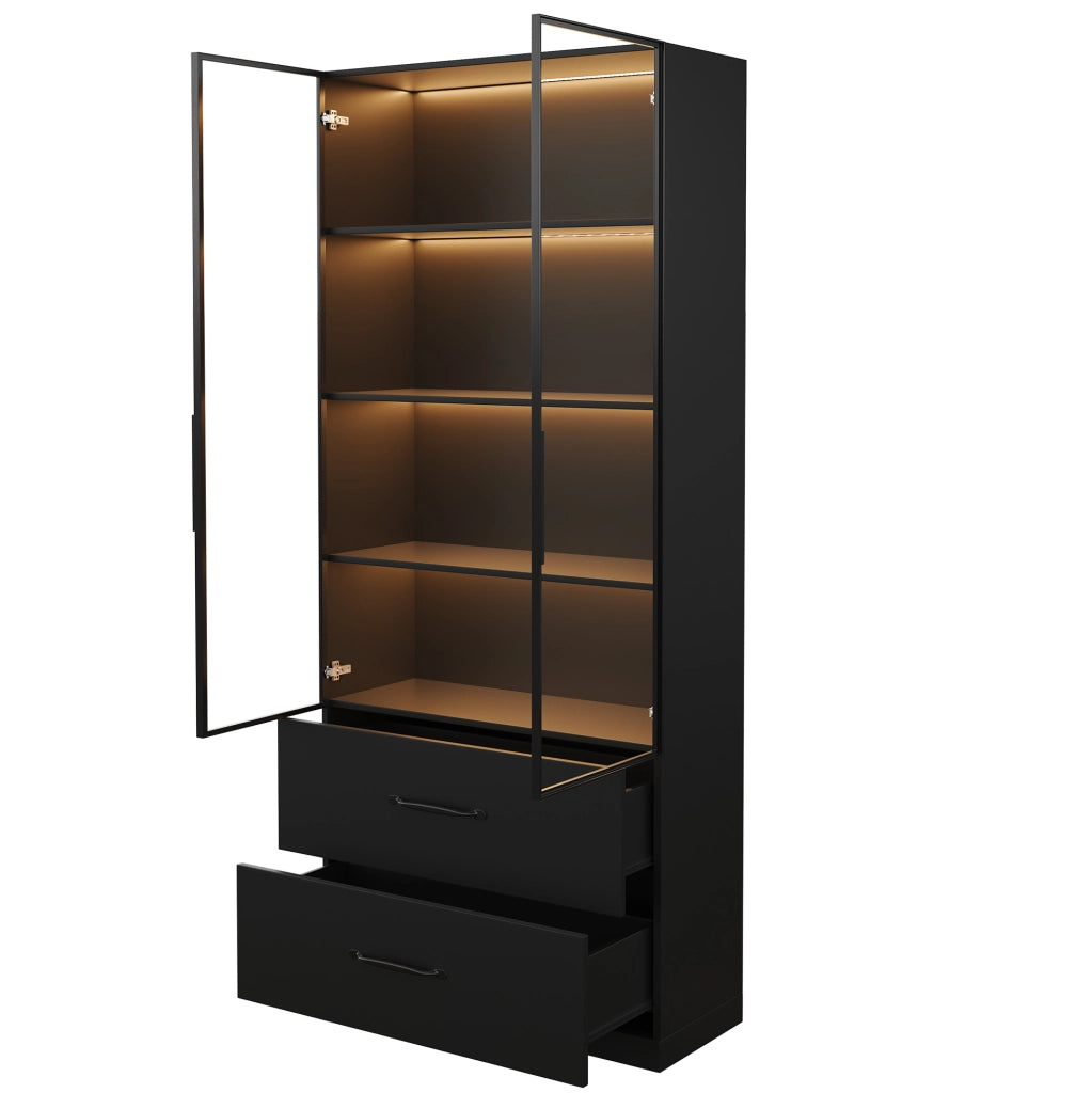 Vetrina LED multicolore 60x40x160 cm con 2 cassetti