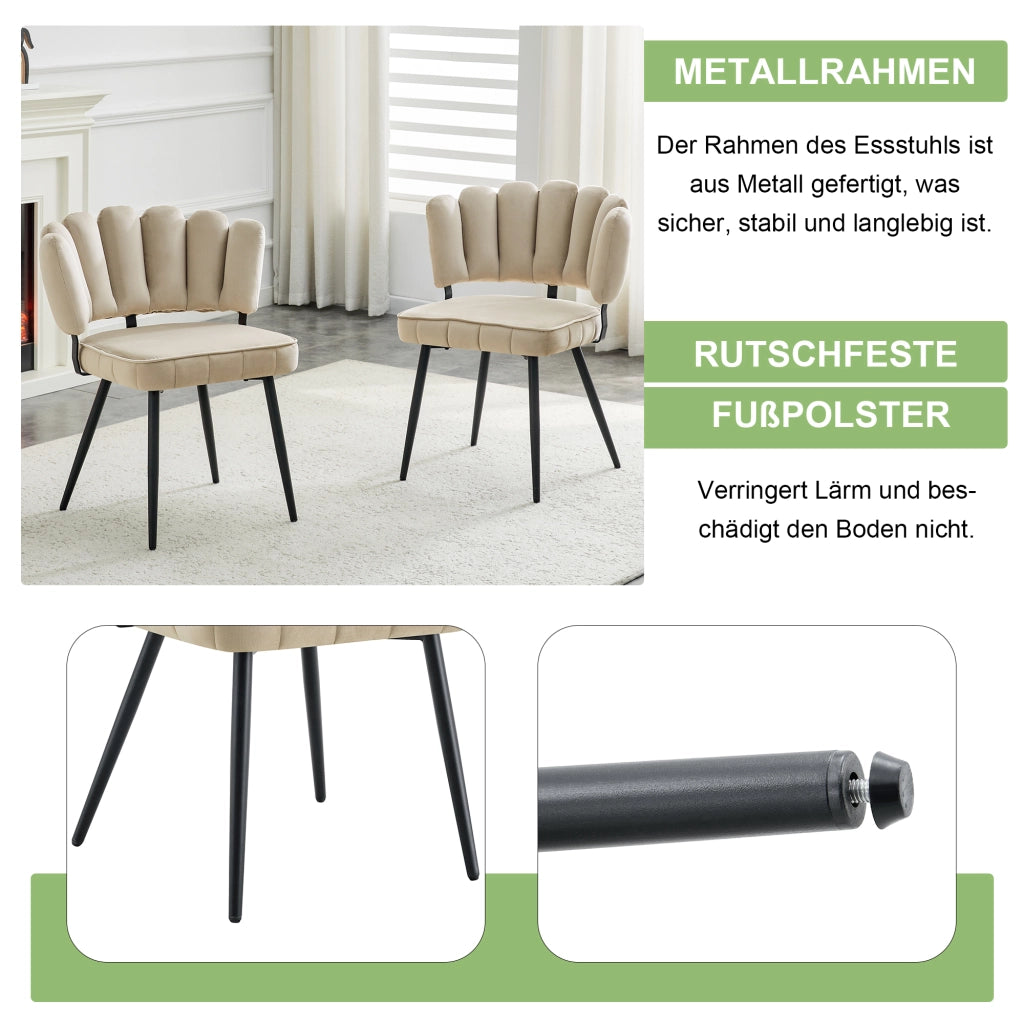 SEDIA da pranzo Set da 2 pezzi 80 cm in velluto nero e metallo