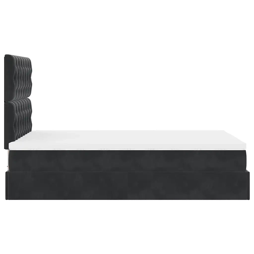Struttura Letto Pouf con Materassi Nero 120x200 cm Velluto 3314386