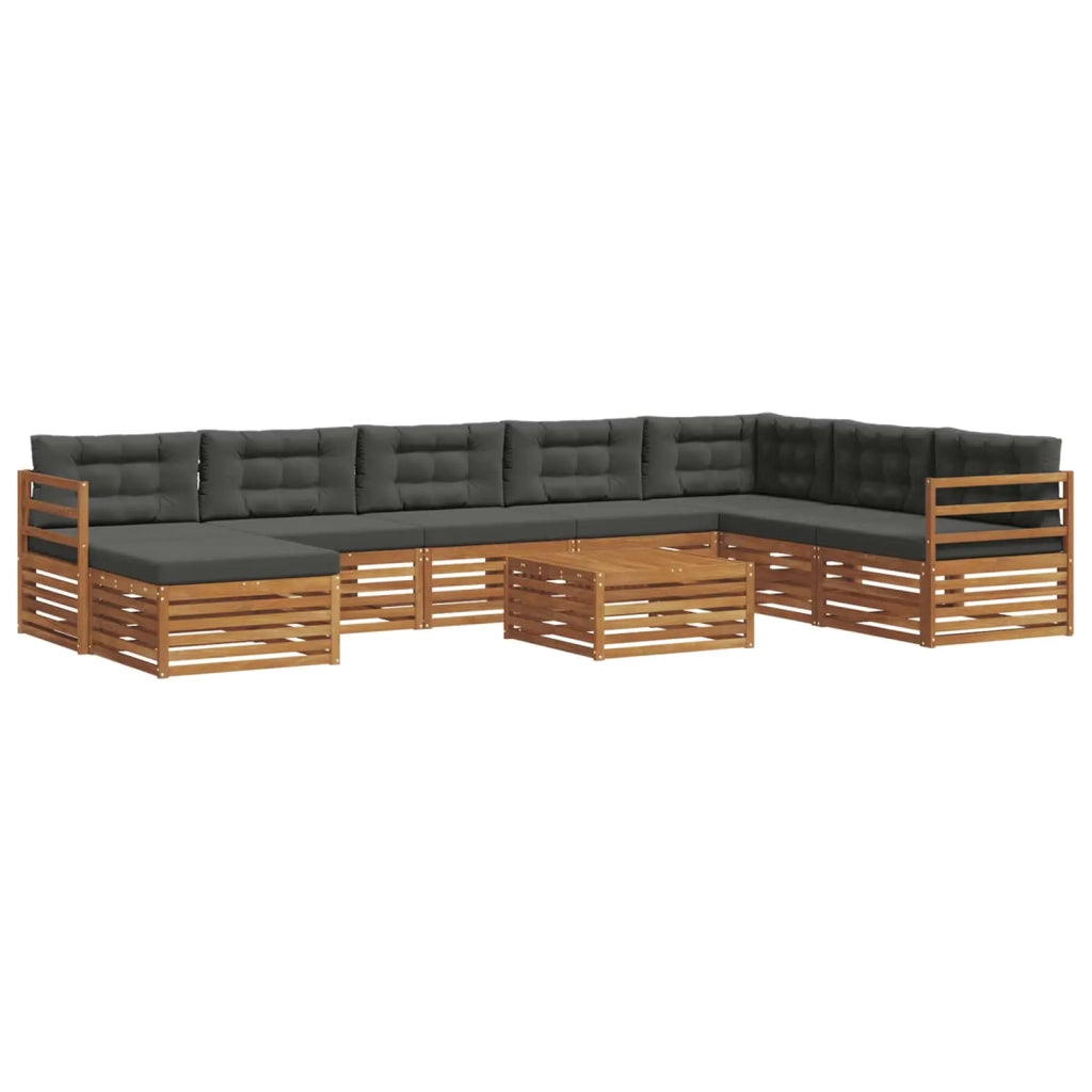 Set di divani da esterno con cuscino 9 pcs Naturale e Antracite 3373962
