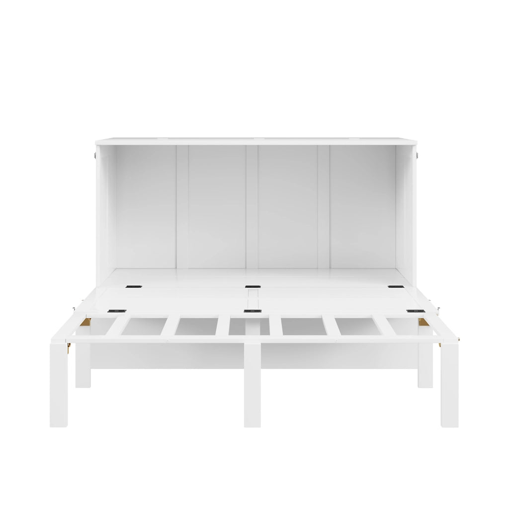 Letto a scomparsa verticale 140 × 200 cm 2 posti, con vani sottoletto e ripiano, senza materasso, bianco