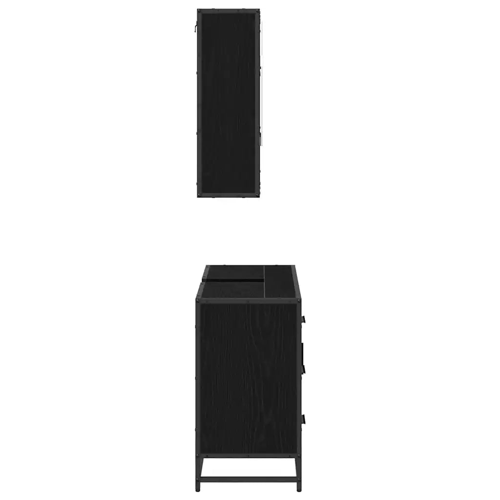 Set di mobili per il bagno 2 pcs Rovere Nero Legno multistrato 3402428