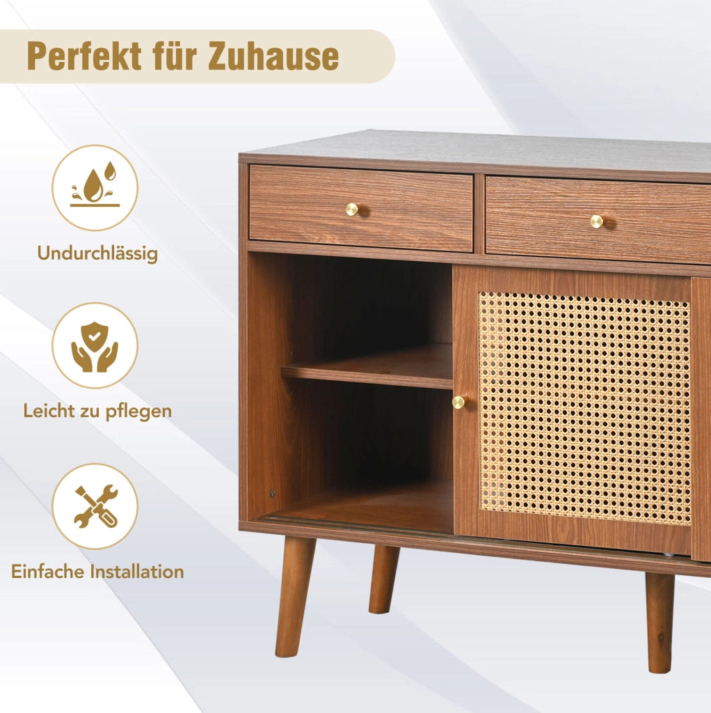 Credenza sideboard 120x40x78 cm con 3 cassetti e 3 ante; MDF; walnut