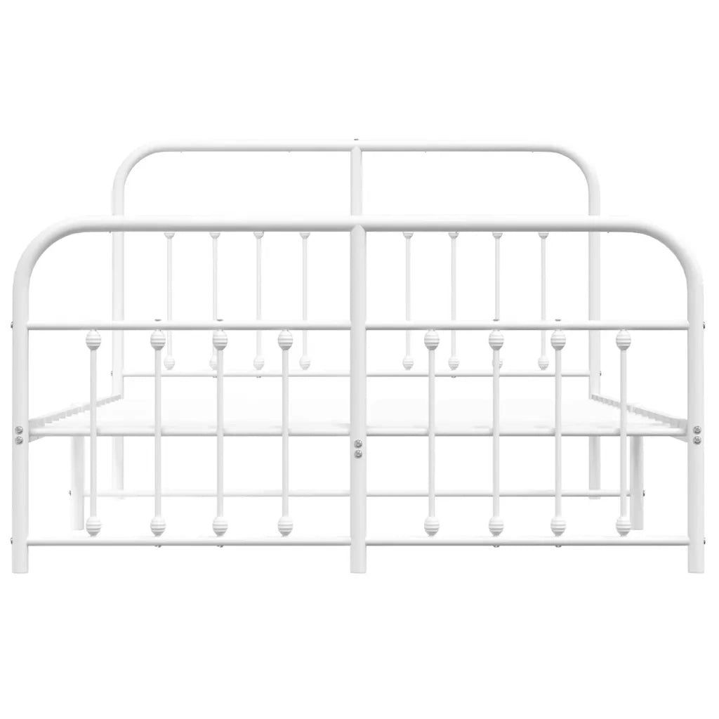 Letto matrimoniale | Letto per adulti | Giroletto con Testiera e Pediera Metallo Bianco 135x190 cm