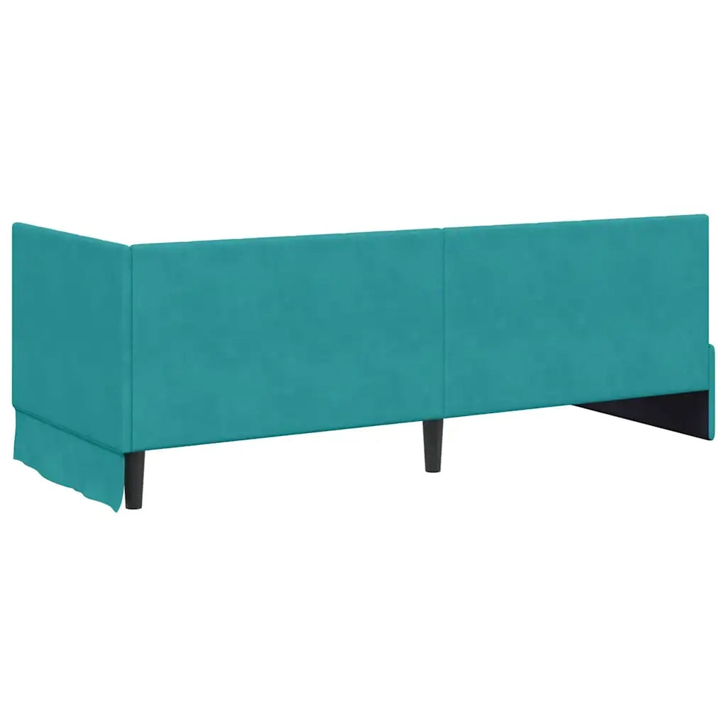 Struttura Letto Angolare con Materasso 2 pz-Giroletto con materasso Turchese Velluto 519850