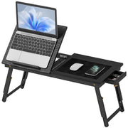 Tavolino da letto pieghevole regolabile in bamb¨´ per laptop con piano inclinabile ¨C Xylo ¨C 83,5x33x34cm nero