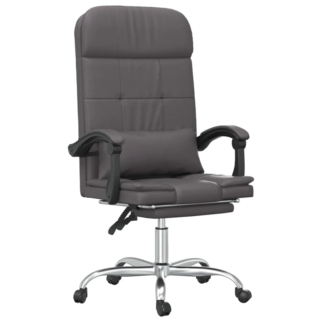 Poltrona da Ufficio Massaggiante Reclinabile Grigio Similpelle 349709