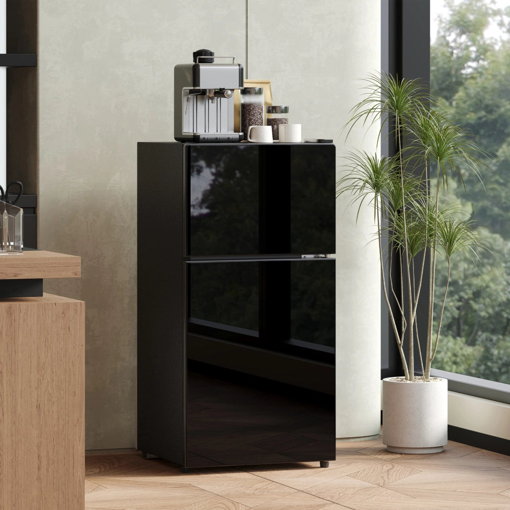 Minifrigo 60 l con congelatore da 22 l porta in vetro LED regolazione a 7 livelli nero 42.5 × 44.5 × 87.5 cm