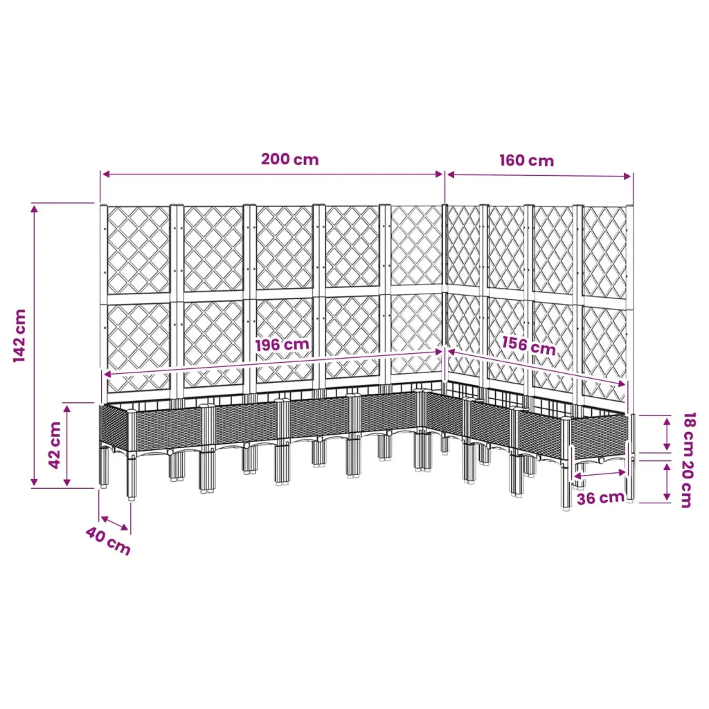 Fioriera Giardino con Traliccio Grigio Blu 200x160x142 cm PP 367941