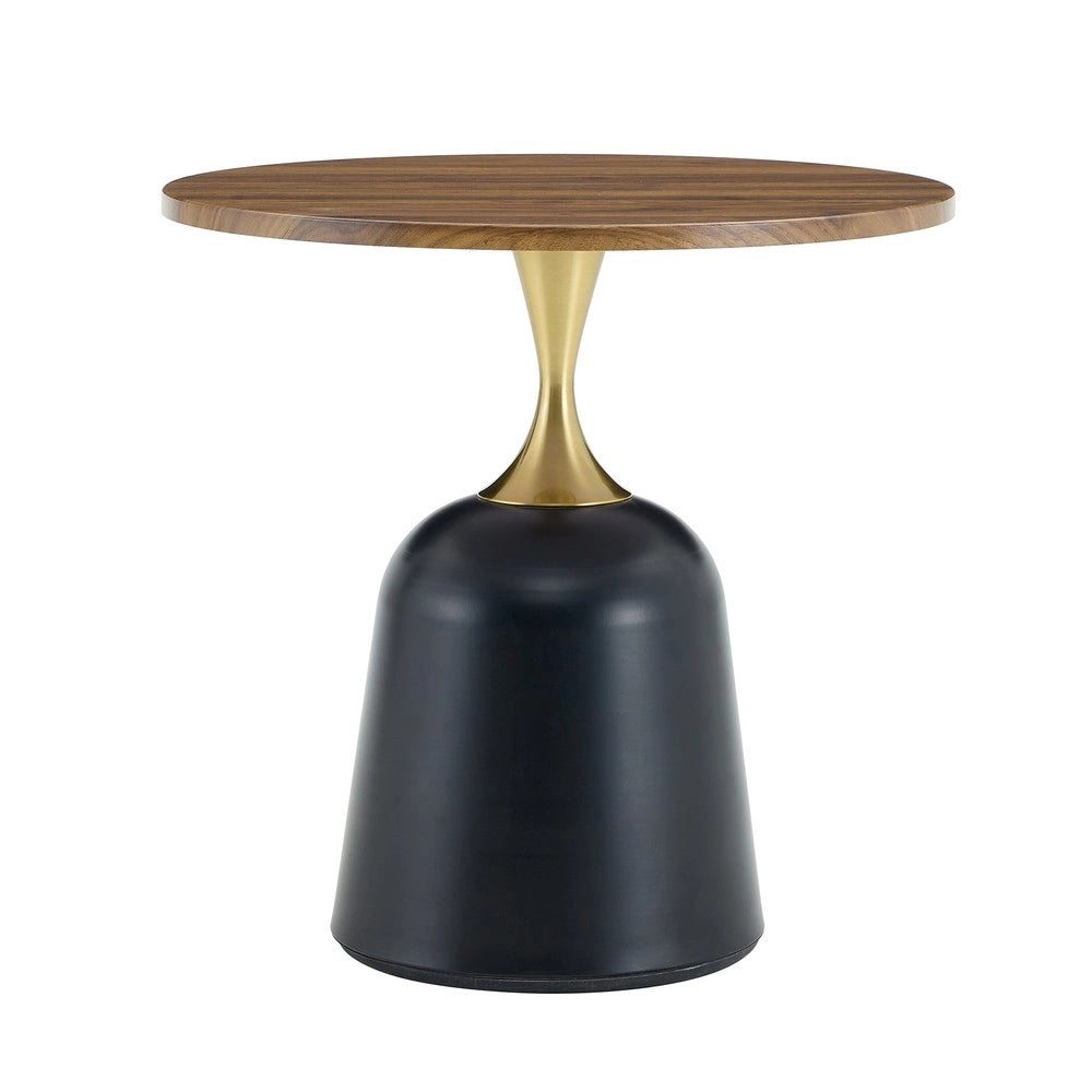 Tavolo Rotondo Effetto Noce ¨C Minimal ¨C 60cm, Telaio Metallo, Design Moderno
